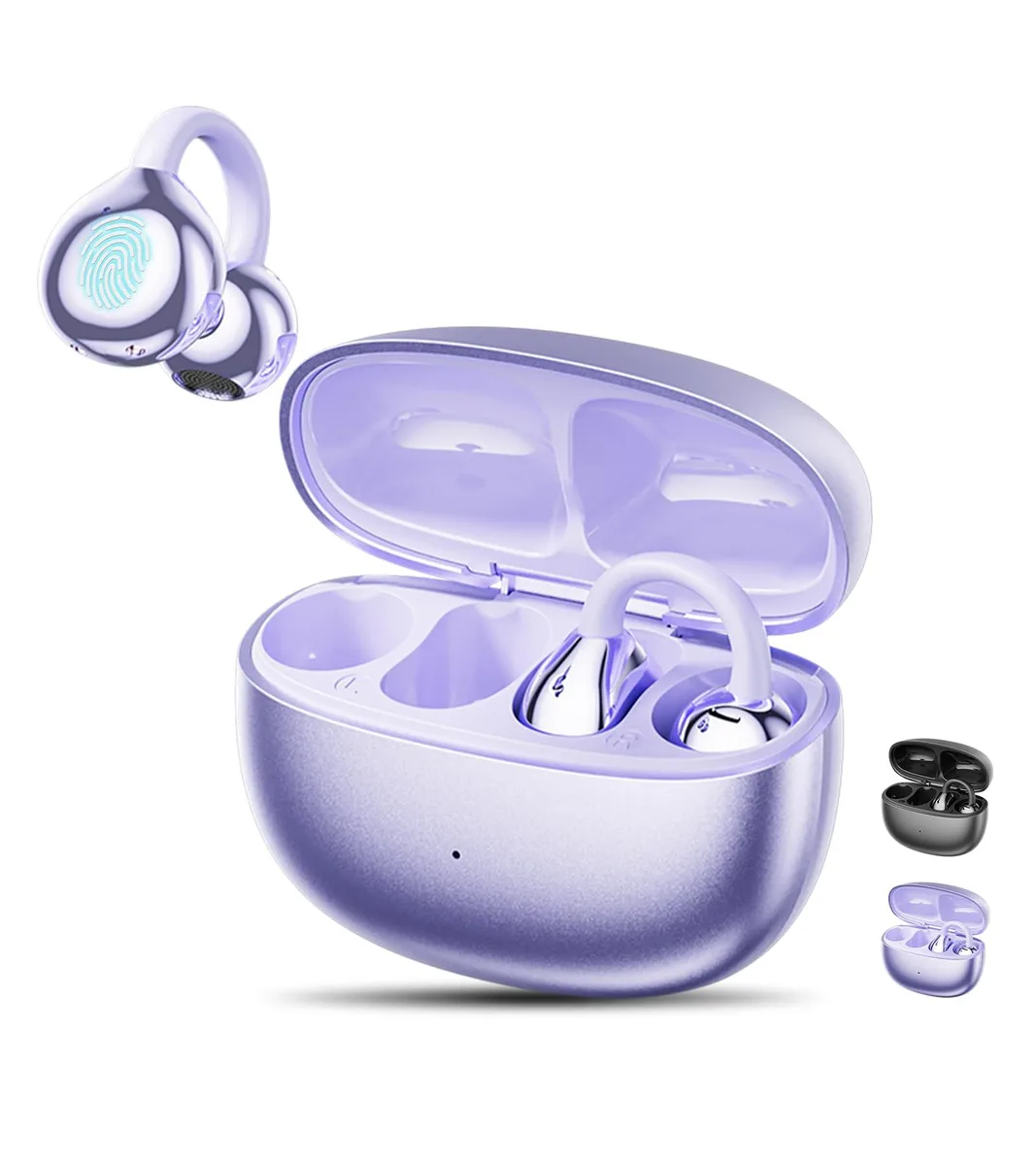 No Sew No Sew M108 Open-Ear Clip Earbuds Bluetooth 5.4 Purple — product photo