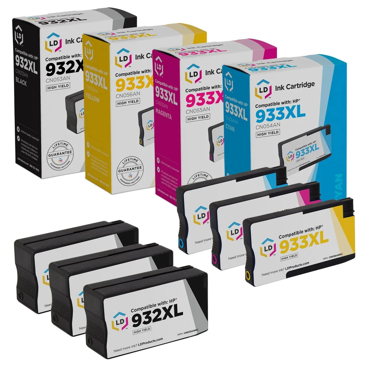 LD Products LD Products HP 932XL/933XL Ink Cartridge 6-Pack (3 Black, Cyan, Magenta, Yellow) — product photo