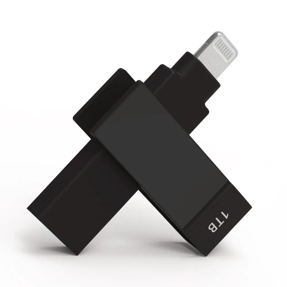 PIODATA PIODATA iXflash 1 TB USB 3.2 Gen 1 Type A &amp; Lightning Black — product photo