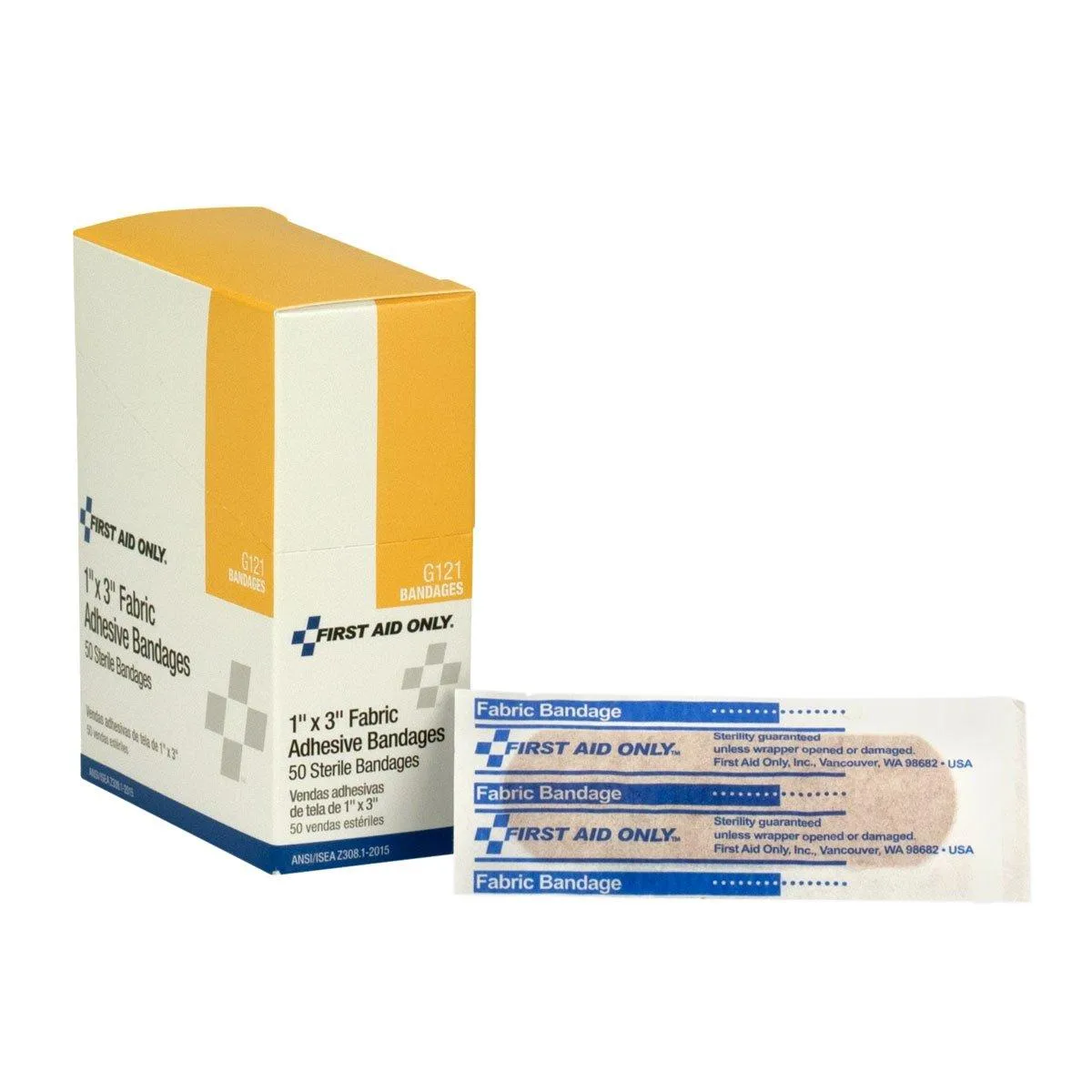 Cardboard box of 50 bamboo fabric adhesive bandages