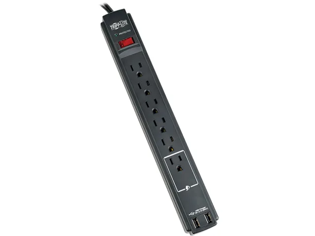 Tripp Lite Tripp Lite TLP606USBB Surge Protector 6 Outlet 2 USB 990 Joule 6ft Cord — product photo