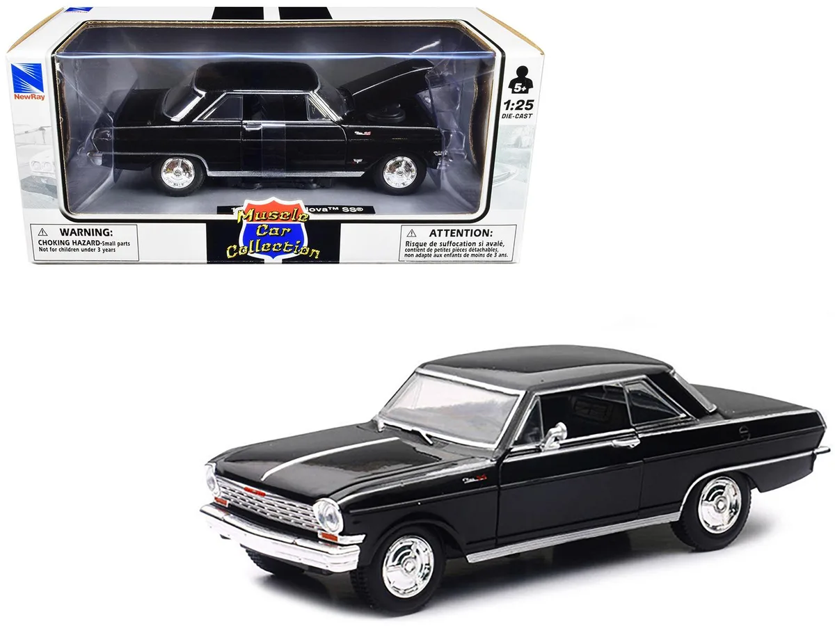 New Ray Toys New Ray Toys 1964 Chevrolet Nova SS Black Muscle Car Collection 1/25 Diecast Vehicle — product photo