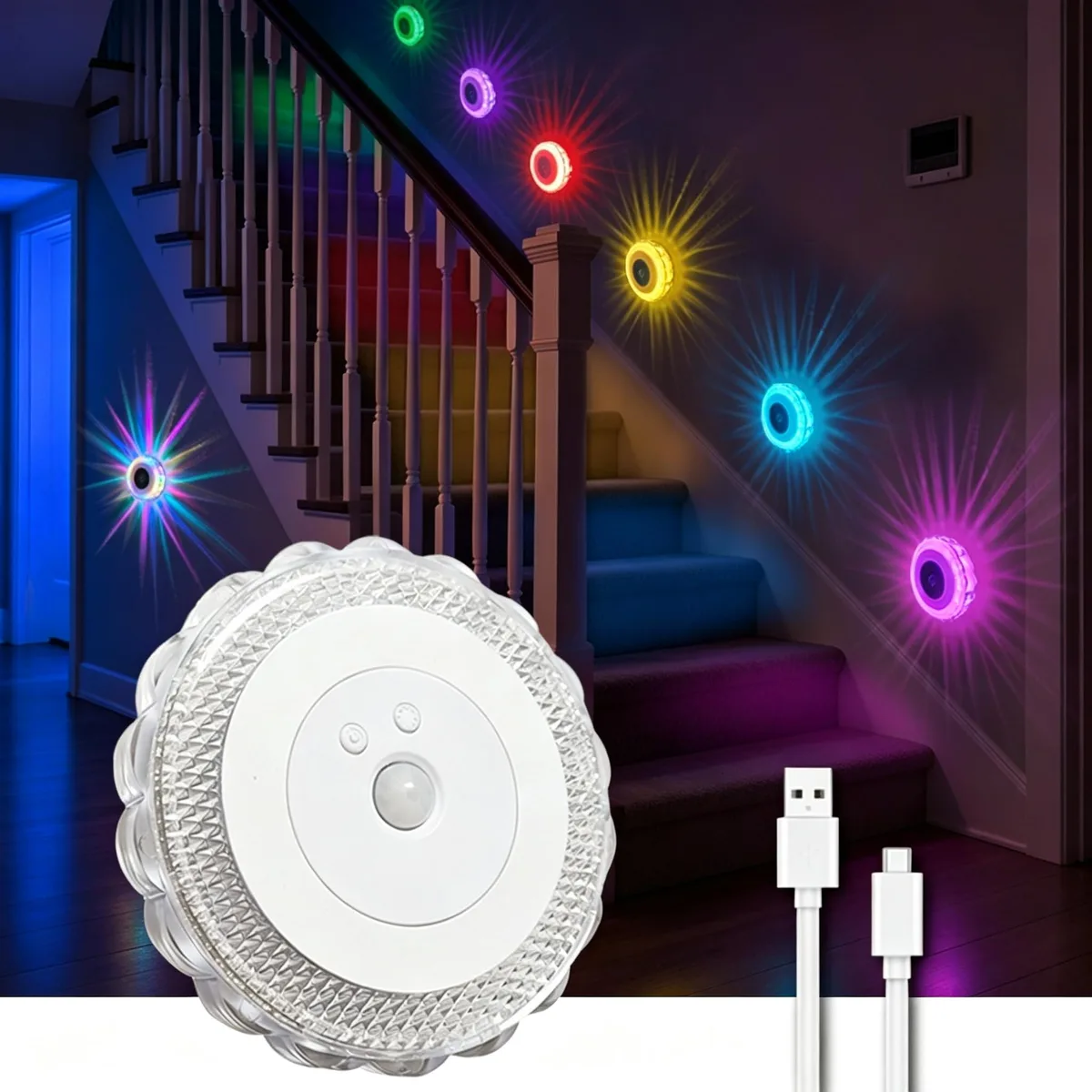 White rectangular LED light kit with magnetic mount and Type-C port