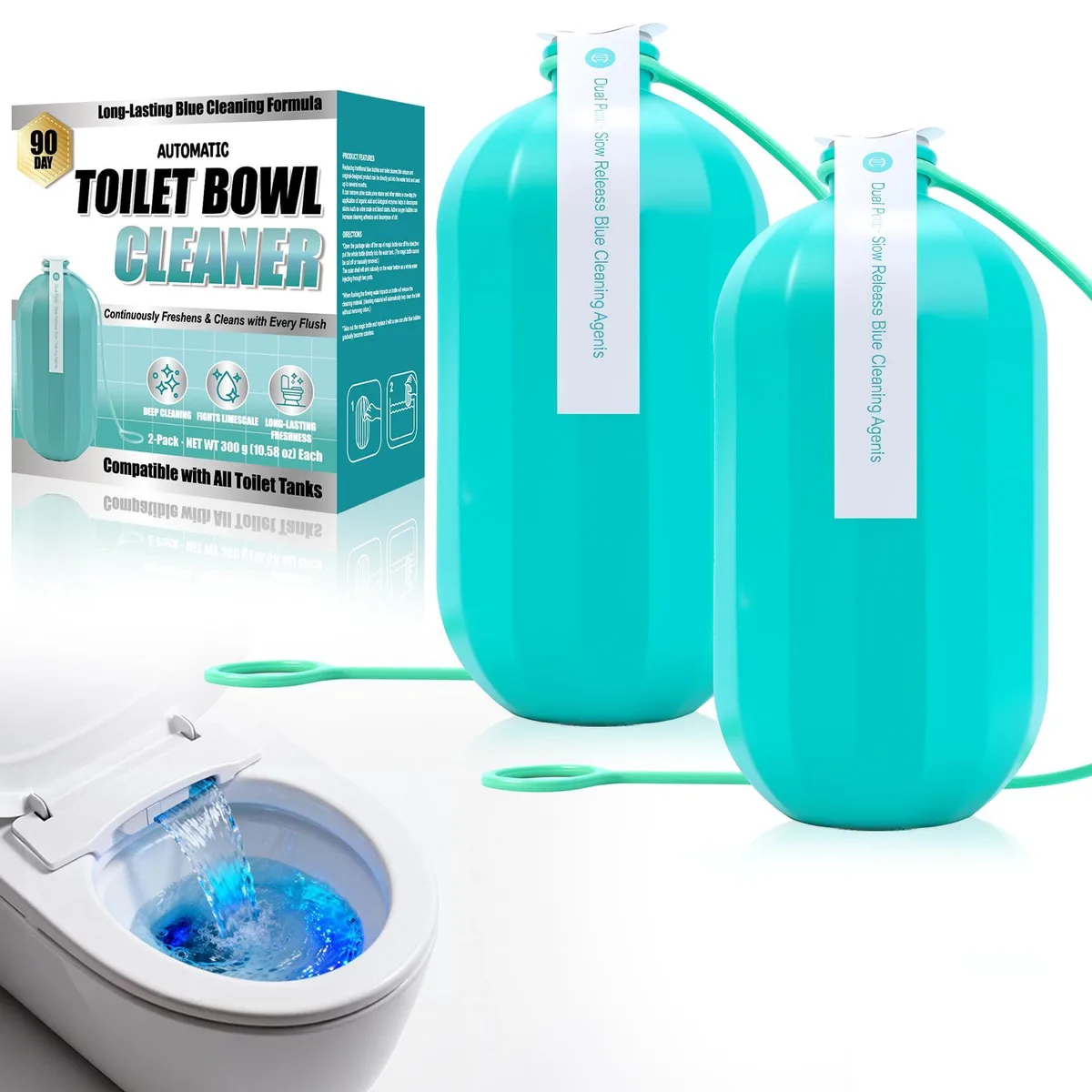  Automatic toilet bowl cleaner 2000 flushes 23 months — product photo