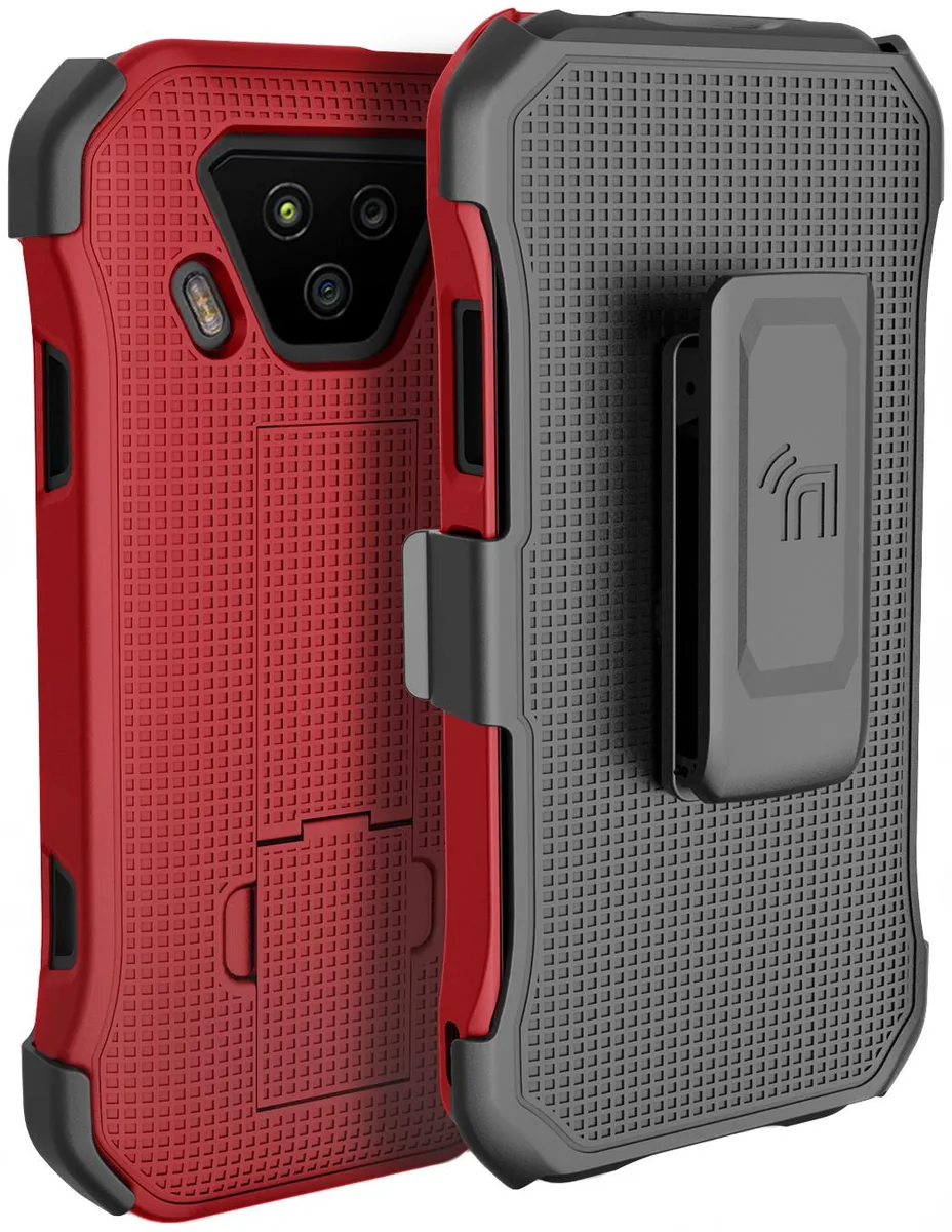 Nakedcellphone Nakedcellphone Kickstand Case + Belt Clip Holster Combo Red for Verizon Kyocera DuraForce Ultra 5G UW (E7110) — product photo