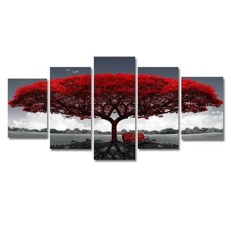 The Perfect Part The Perfect Part Mangrove Frameless Decorative Mural 5pcs Red Canvas 20x30 20x40 20x50cm — product photo