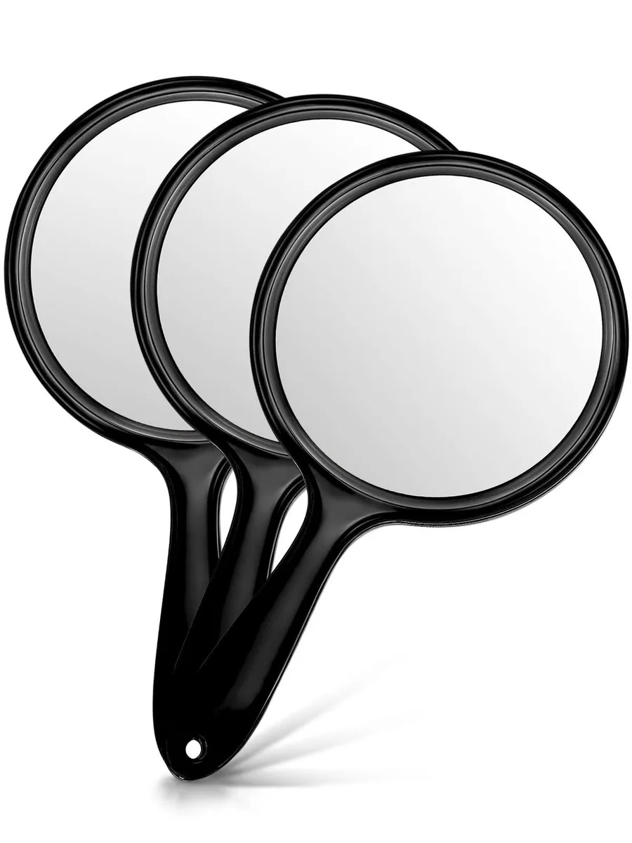 OMIRO Double-Sided Handheld Mirror 1X/3X Set of 3 Transparent Black — product photo