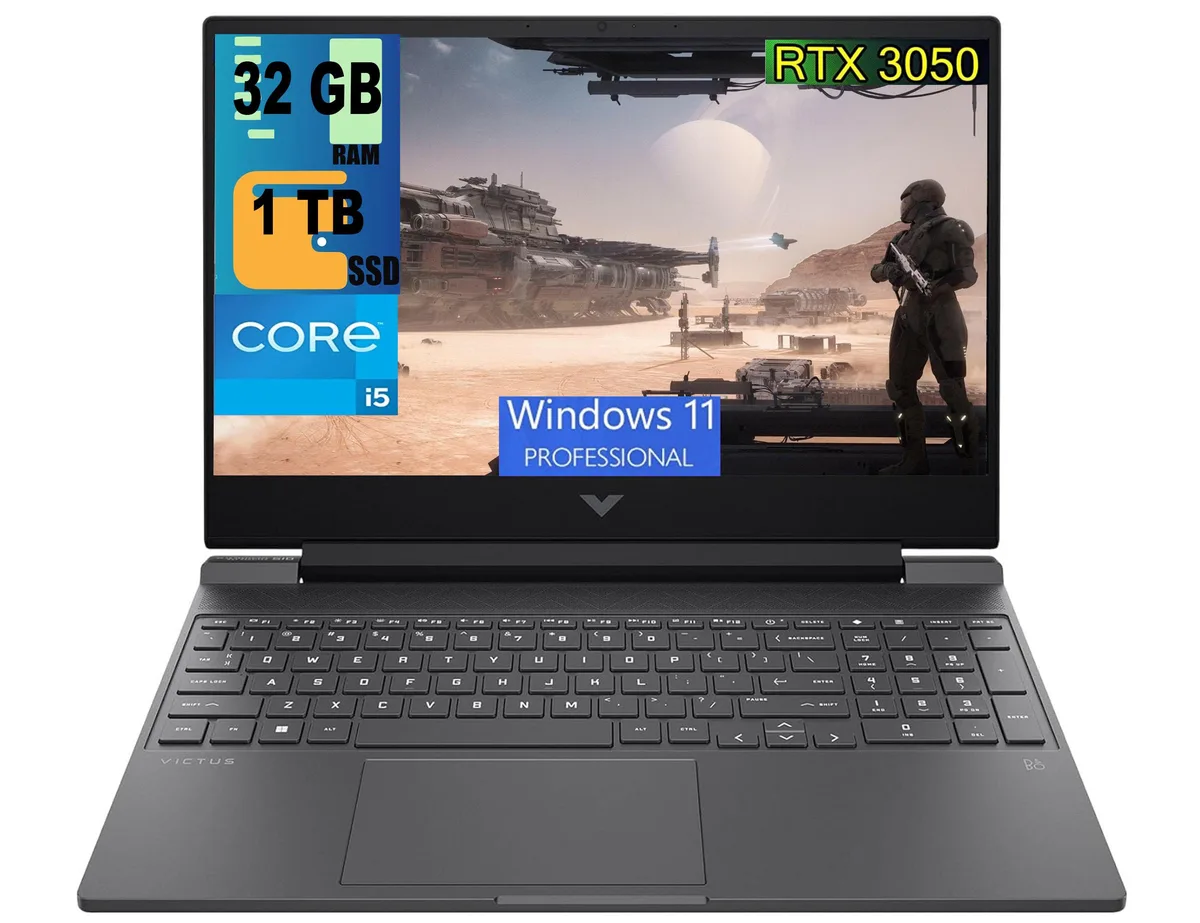 HP HP Victus 15 Raider i5-12500H RTX 3050 32GB 1TB PCIe Black gaming laptop — product photo