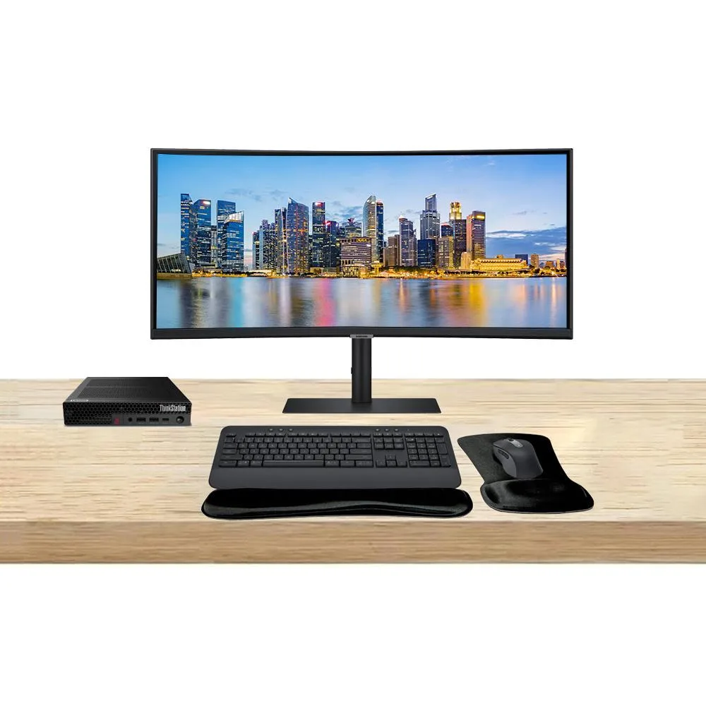 Lenovo Lenovo ThinkStation P3 Tiny i7 14700 32GB 512GB T400 4GB DDR6 ViewFinity S95UC 49 5120x1440 120Hz MK650 — product photo