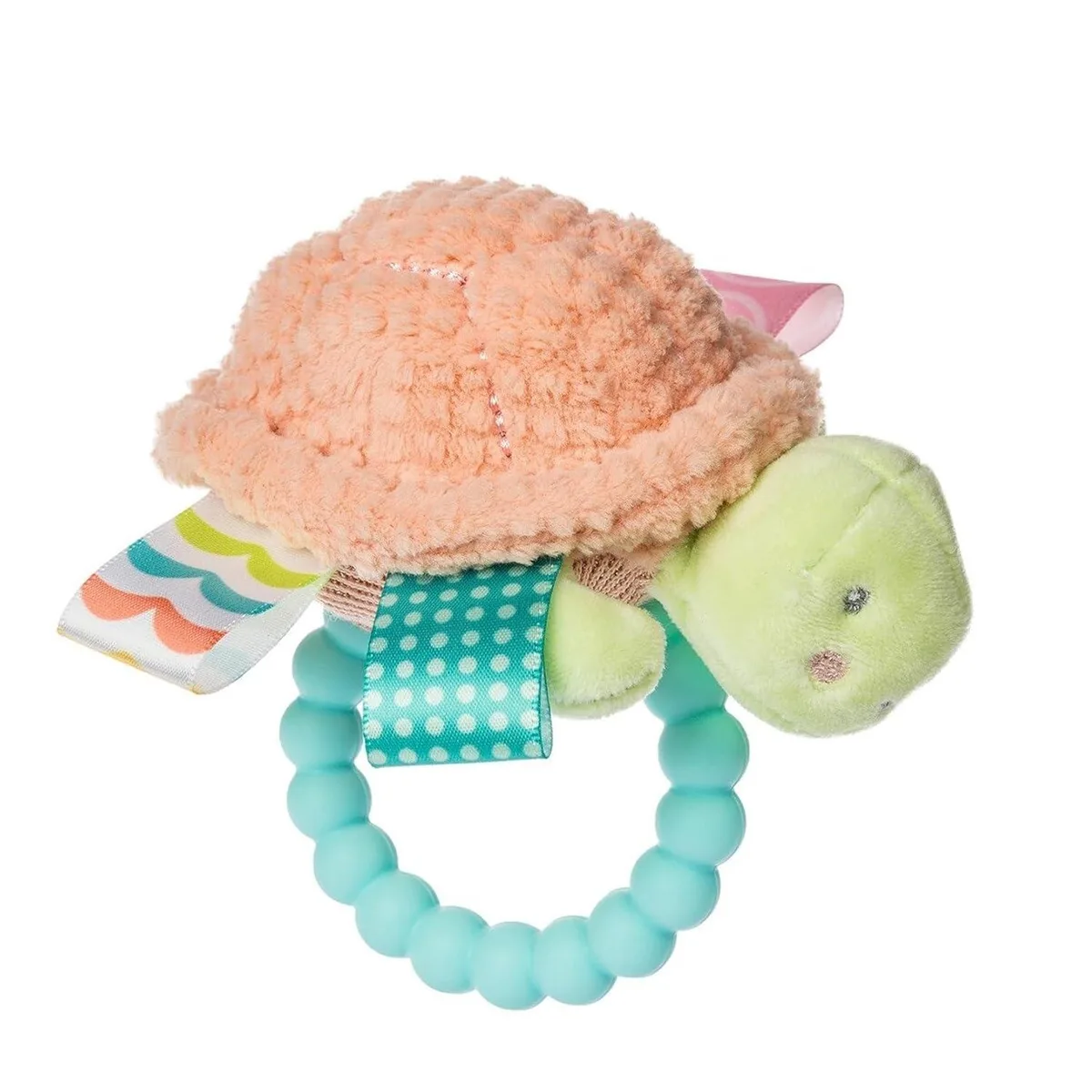 Mary Meyer Stuffed Toys Mary Meyer Stuffed Toys Taggies Soft Baby Rattle with Teether Ring and Sensory Tags, 6", Tippy Turtle — product photo