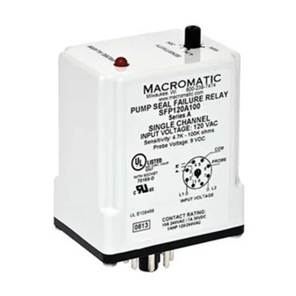 Macromatic Macromatic SFP120A100 Pump Seal Failure Relay 120VAC 8-Pin — product photo