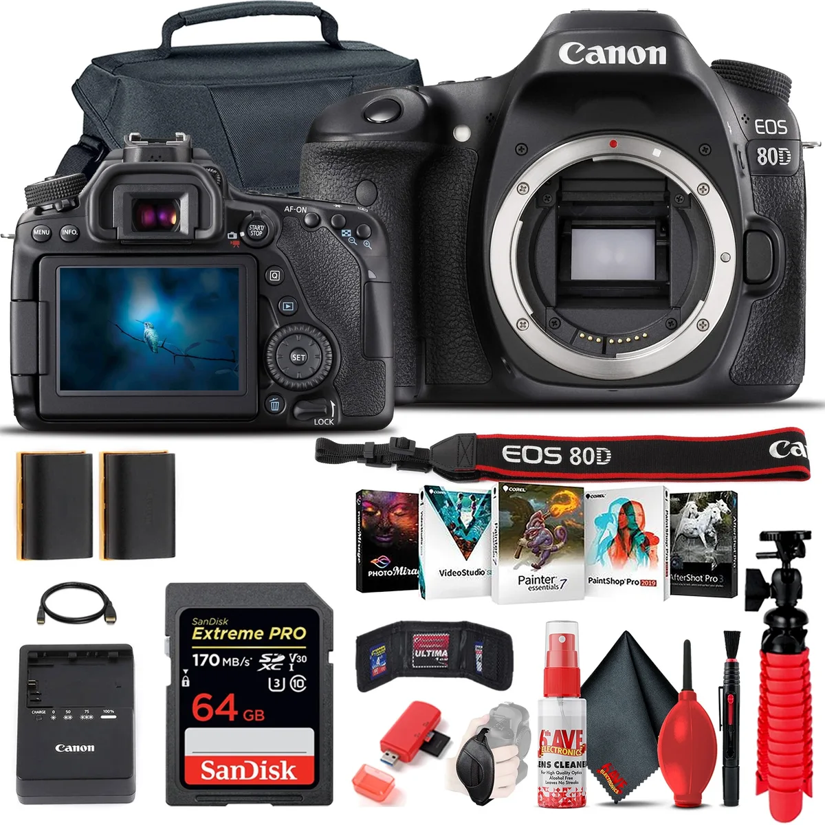 Canon Canon EOS 80D DSLR Camera Body Only 64GB Card Bundle — product photo