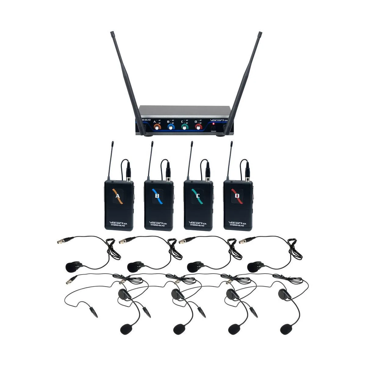 VocoPro VocoPro Digital-Quad-B 4-Channel 900 MHz Wireless Headset &amp; Lapel Microphone System — product photo