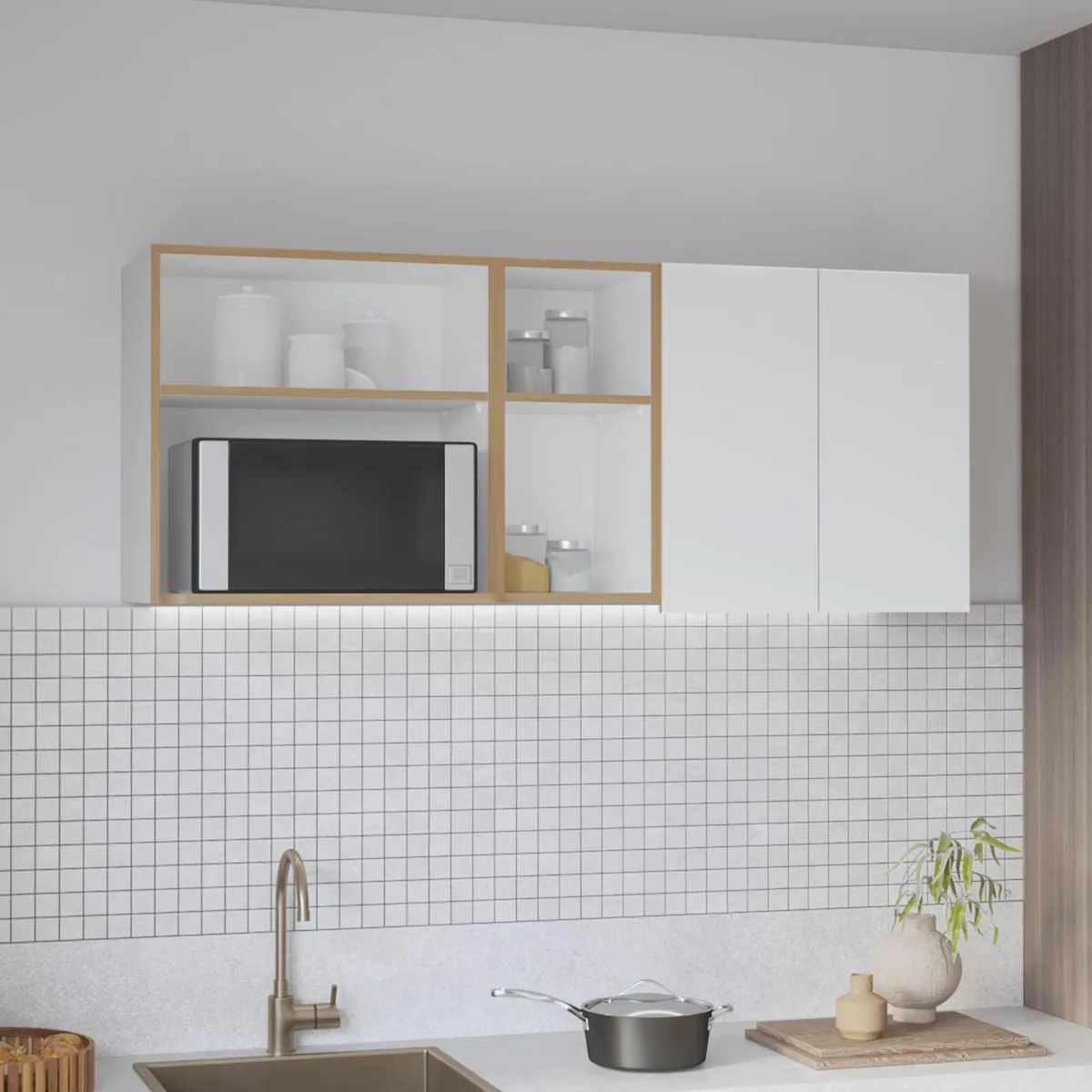 tuphen tuphen Corinto 59" Wall Cabinet White Natural Oak — product photo