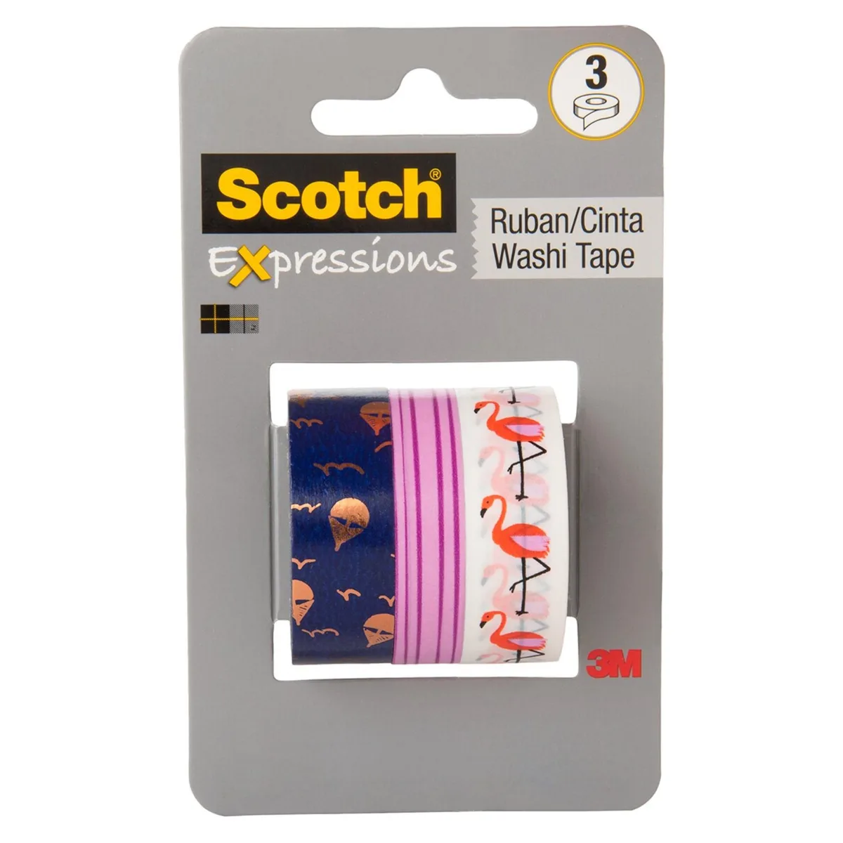 Three rolls of decorative washi tape in assorted patterns, style 31