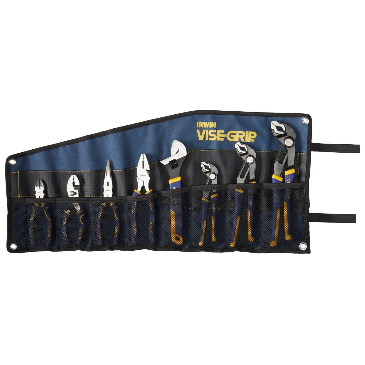 Eight-piece pliers set with blue ProTouch grips in kitbag