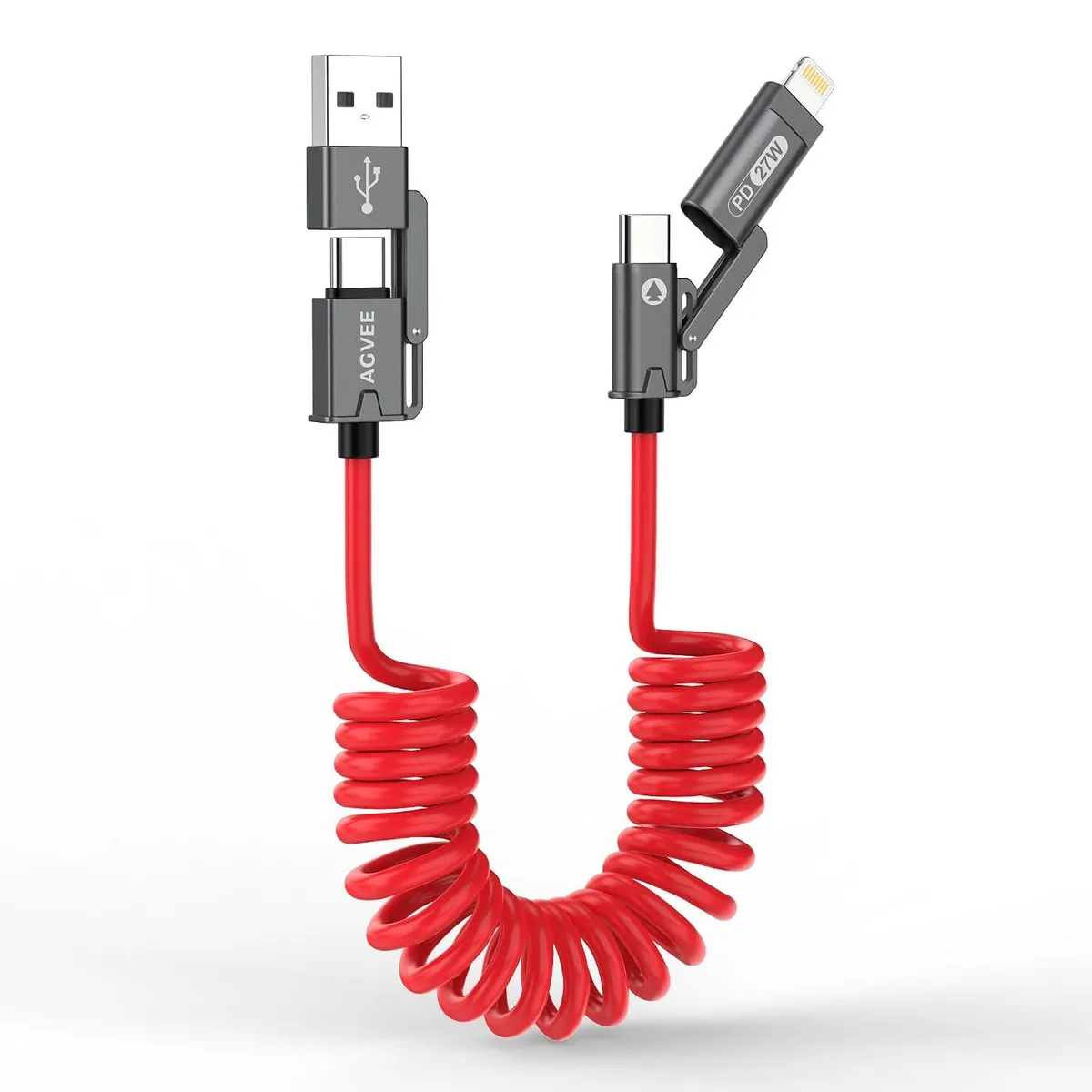 MCHOSE MCHOSE 3ft 4-in-1 Coiled Lightning Cable PD 60W — product photo