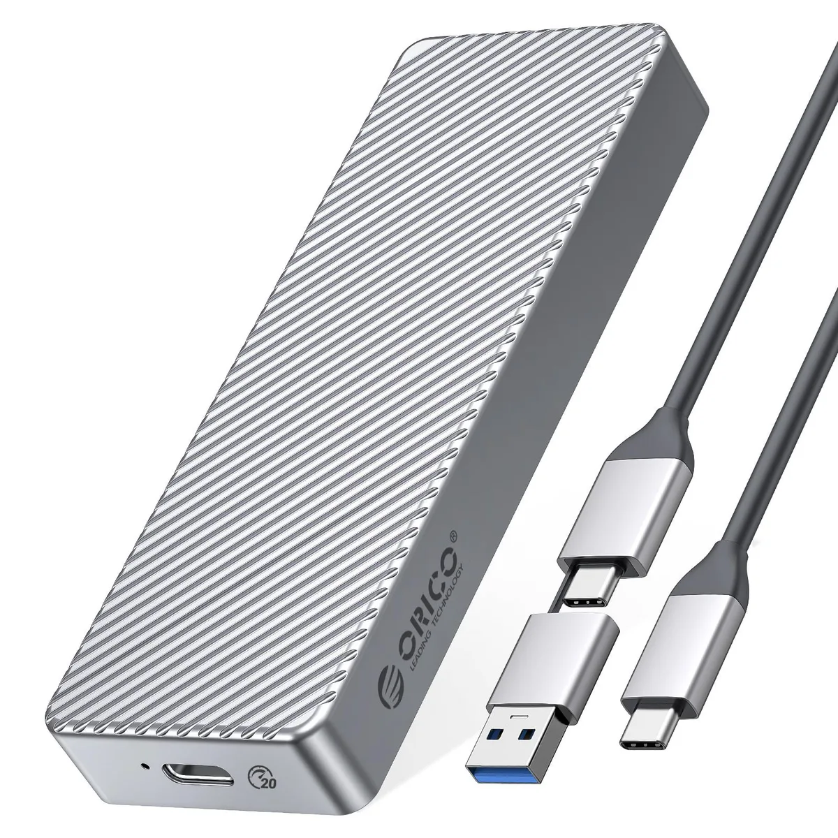 Orico Orico M.2 NVMe SSD Enclosure 20Gbps USB 3.2 Gen2x2 Aluminum Silver — product photo