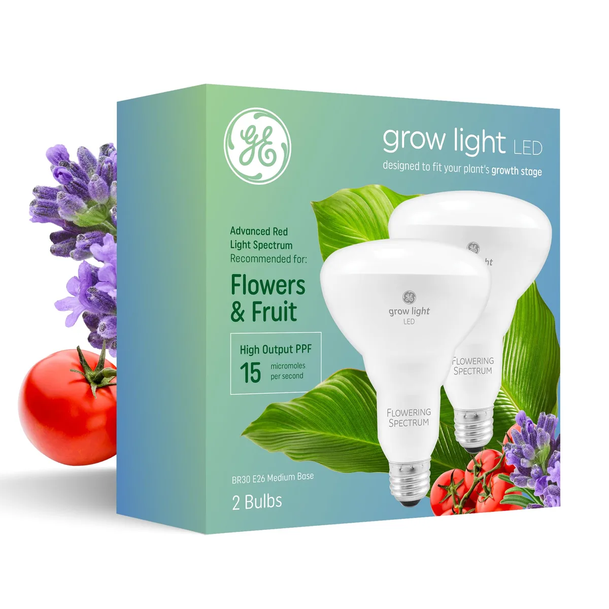GE GE BR30 LED Grow Light Bulb 9 W 15 PPF 2 Pack — product photo