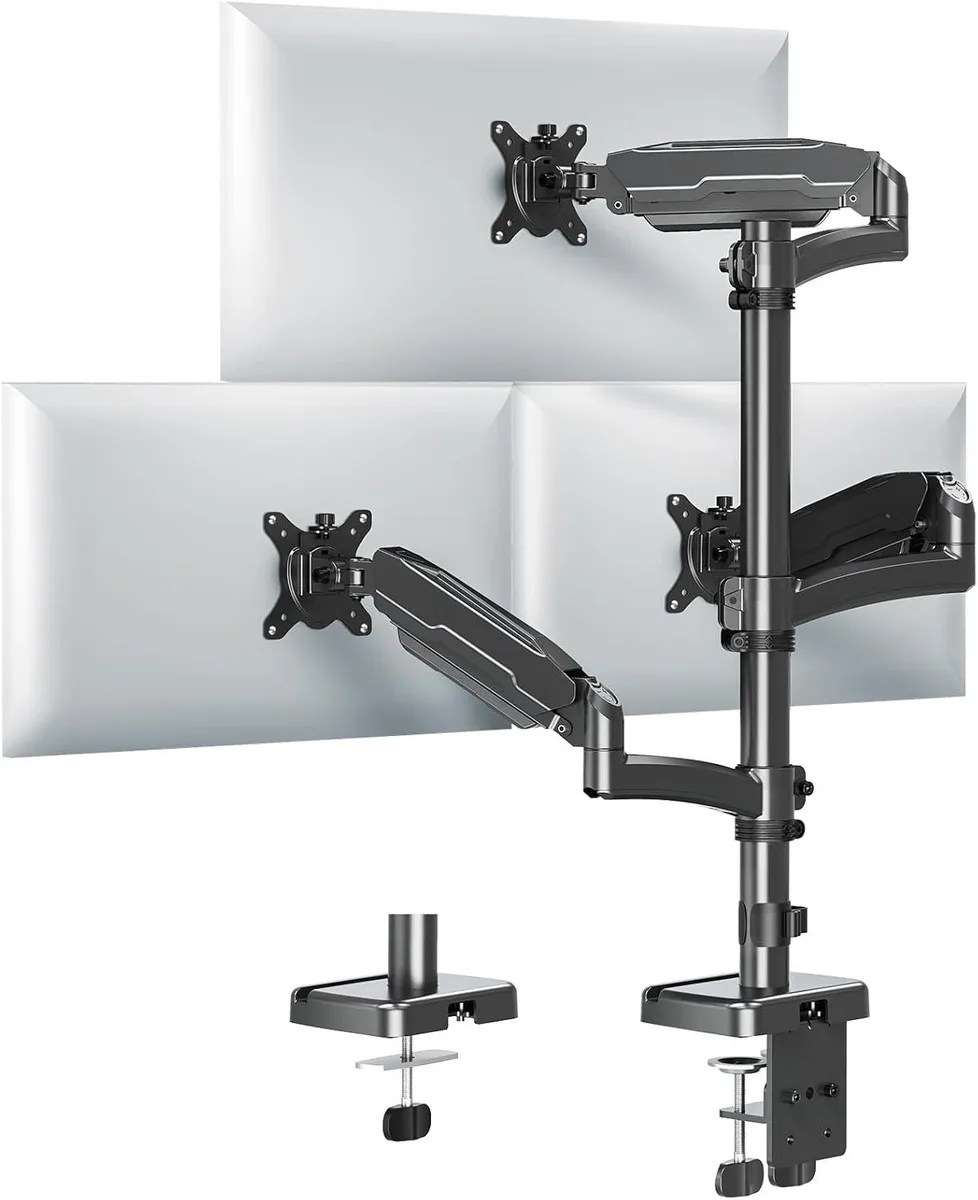 PISKEKAT PISKEKAT Triple Monitor Mount 13-32" 17.6lbs Gas Spring VESA 75/100mm — product photo