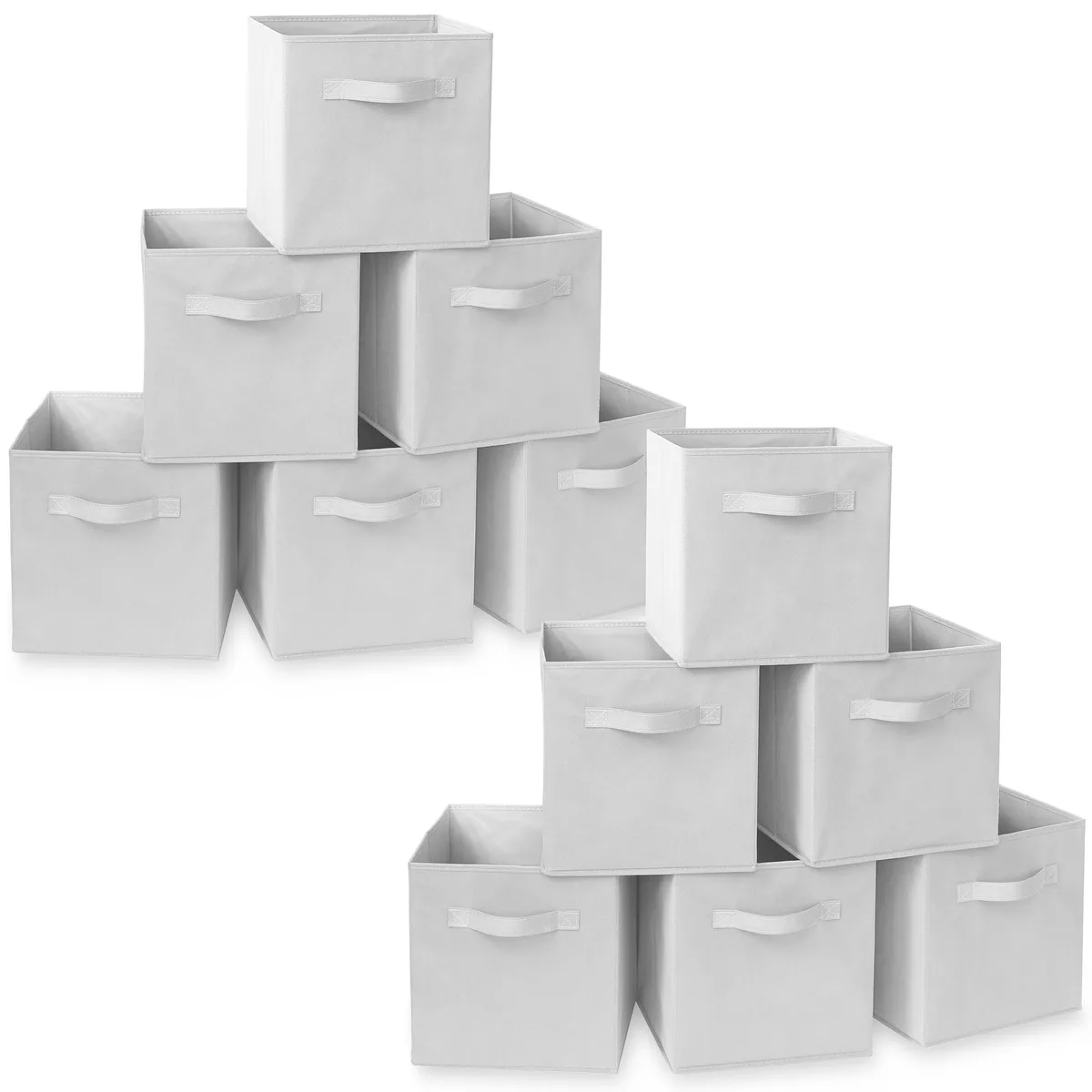 Casafield Casafield Set of 12 Collapsible Fabric Cube Storage Bins, White, 10.5 x 10.5 x 11 in — product photo
