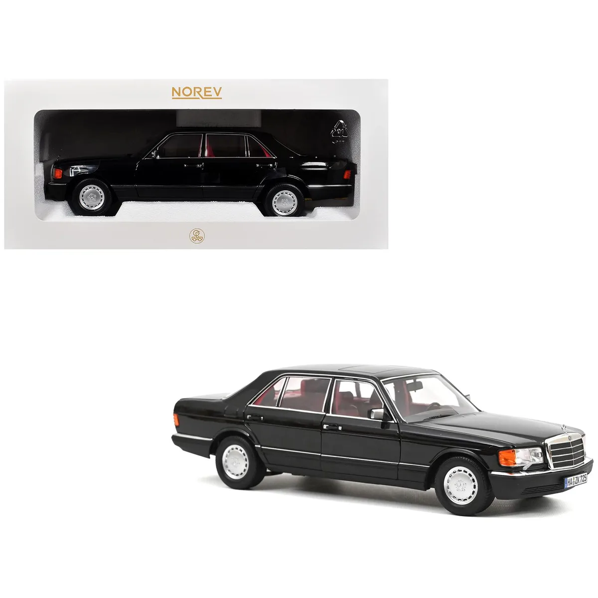 Norev Norev 1991 Mercedes-Benz 560 SEL W126 Black Red Interior 1/18 Diecast Hobby Collectible — product photo