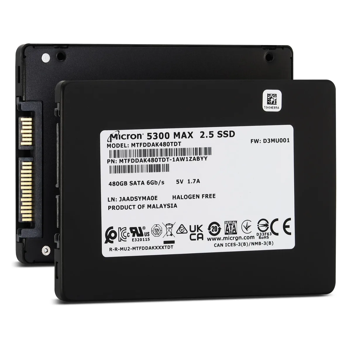 Micron Technology, Inc. Micron Technology, Inc. AS238477 5300 MAX 480GB 2.5" SATA enterprise SSD — product photo