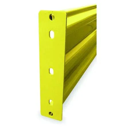 Yellow powder-coated steel guard rail, 20 inches long, bolt-on mounting