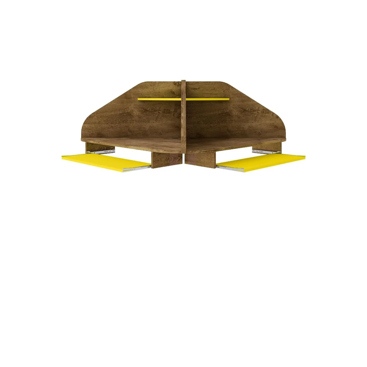 Manhattan Comfort Manhattan Comfort Bradley Floating 2-Piece Corner Desk Rustic Brown Yellow — product photo