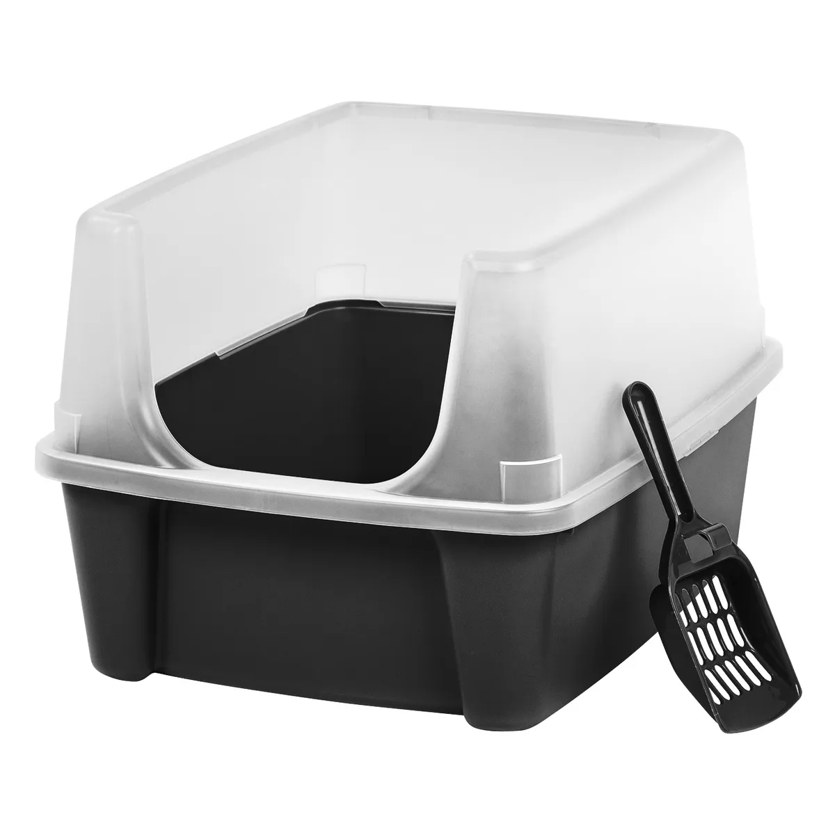 IRIS USA, INC. IRIS USA, INC. Open-Top Cat Litter Box with Shield and Scoop, Black — product photo