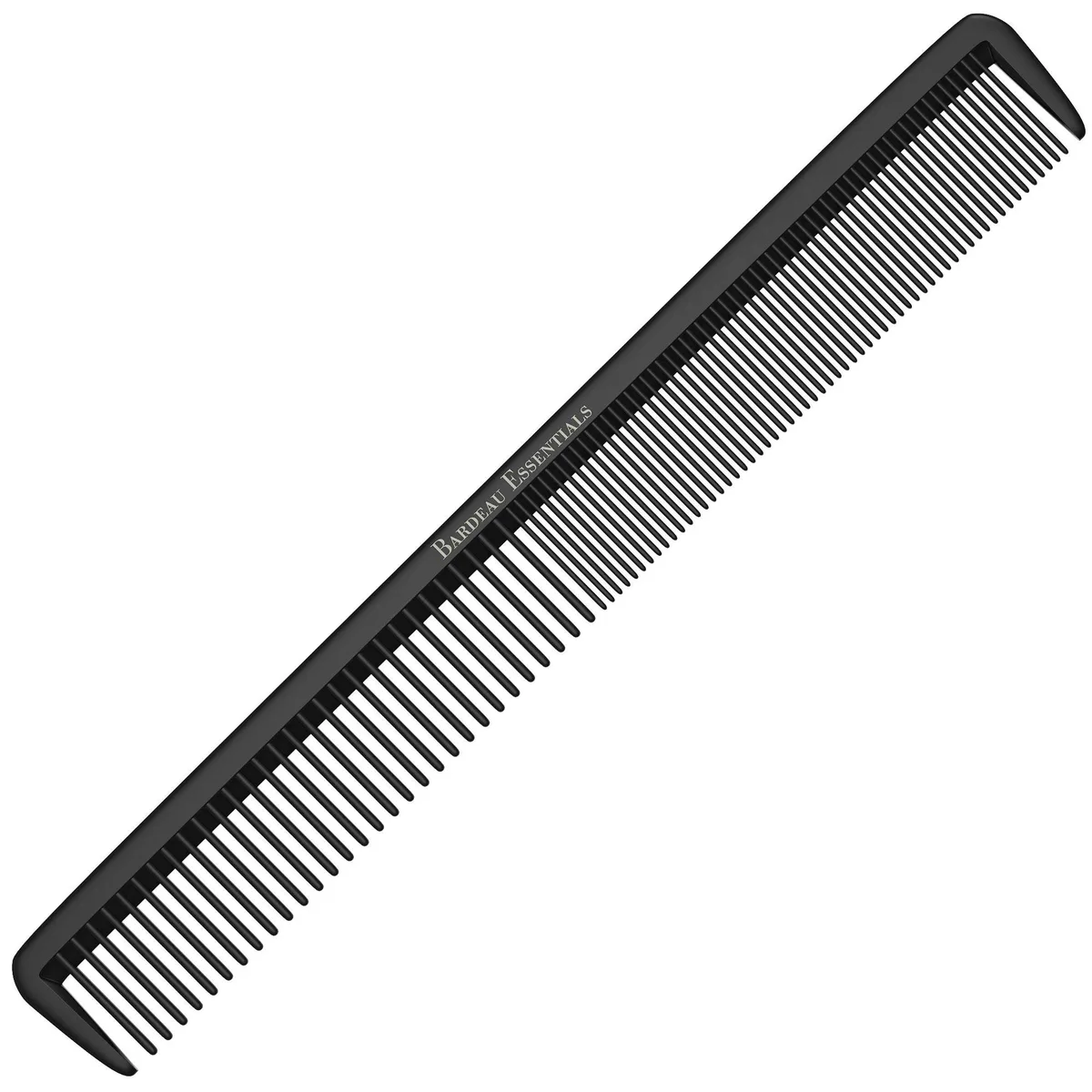 Black carbon-fiber styling comb, 8.75 inches long, smooth matte finish