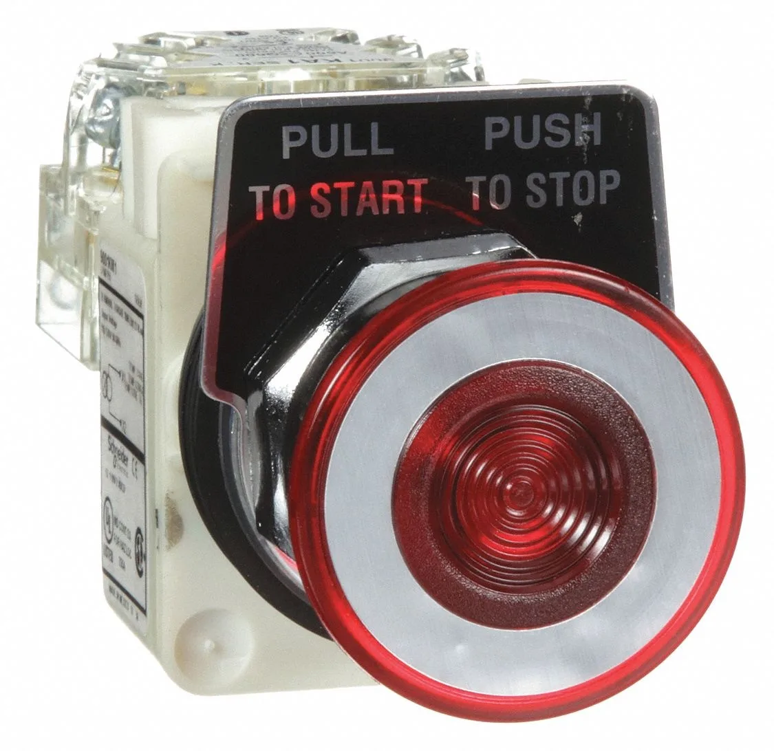 Schneider Electric 30 mm red mushroom push button with chrome bezel