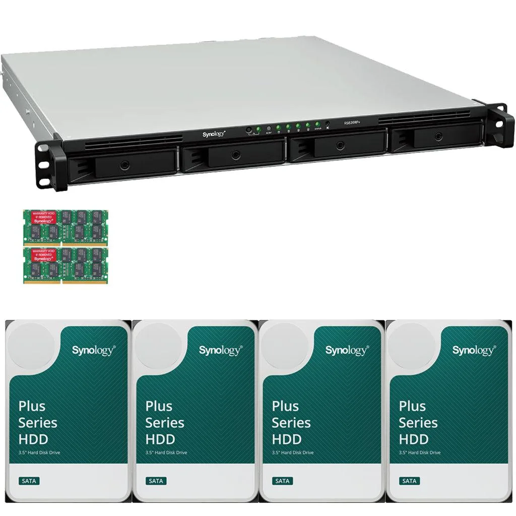 Synology Inc. Synology RS826RP+ Ryzen V1500B 4-Bay rackmount NAS 32GB 80TB (4 x 20TB) — product photo