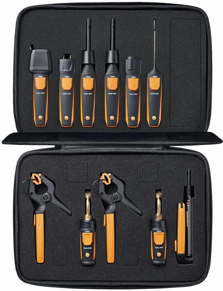 Testo HVAC/R complete kit with eight smart probes and softcase in case
