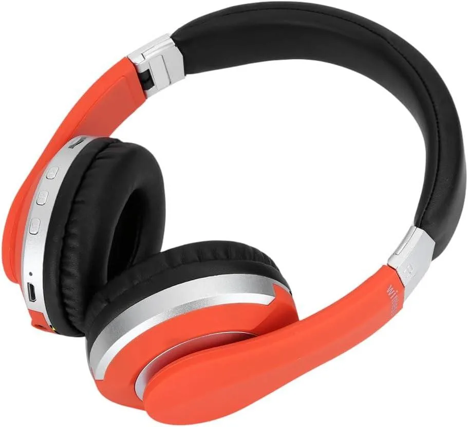 Black foldable over-ear wireless headset with microphone
