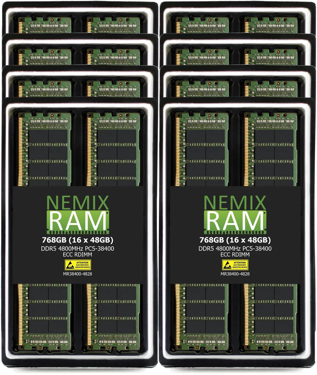 NEMIX RAM NEMIX RAM 768GB 16x48GB DDR5 4800 CL40 2Rx8 ECC RDIMM memory upgrade — product photo