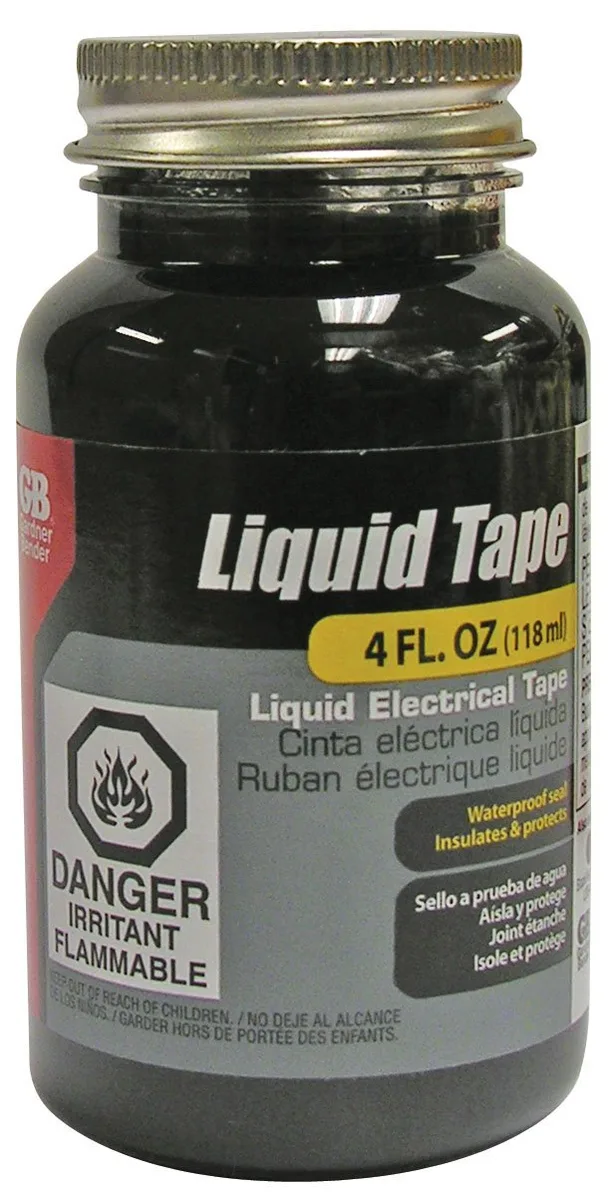4 oz black liquid electrical tape bottle with brush applicator