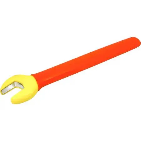 Orange and yellow insulated open-end wrench, 15/16 inch, 1000V rated
