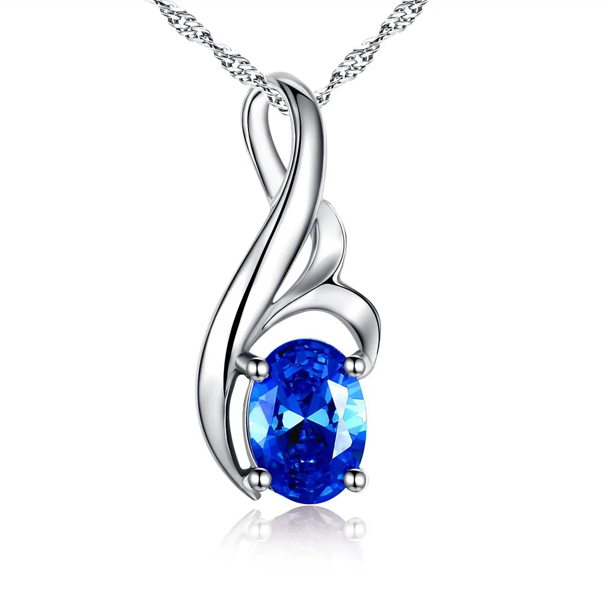Mabella Fashion Mabella Fashion 0.75 Carat Blue Sapphire Sterling Silver Necklace 18 in — product photo