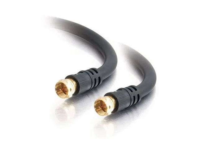 Black 12 ft RG6 coaxial cable with gold-plated F-type male connectors at both ends