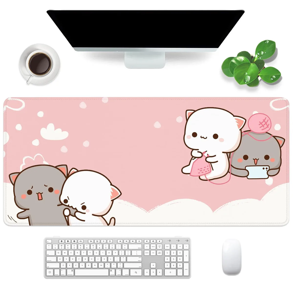Amrgik XXL Mouse Pad Pink Cat -2 35x15.7x0.12 in — product photo