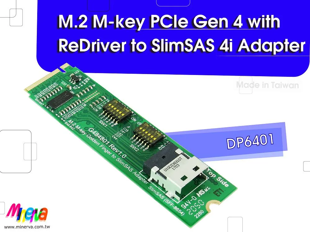 Innocard Innocard M.2 M-key PCIe Gen 4 ReDriver SlimSAS 4i Adapter — product photo