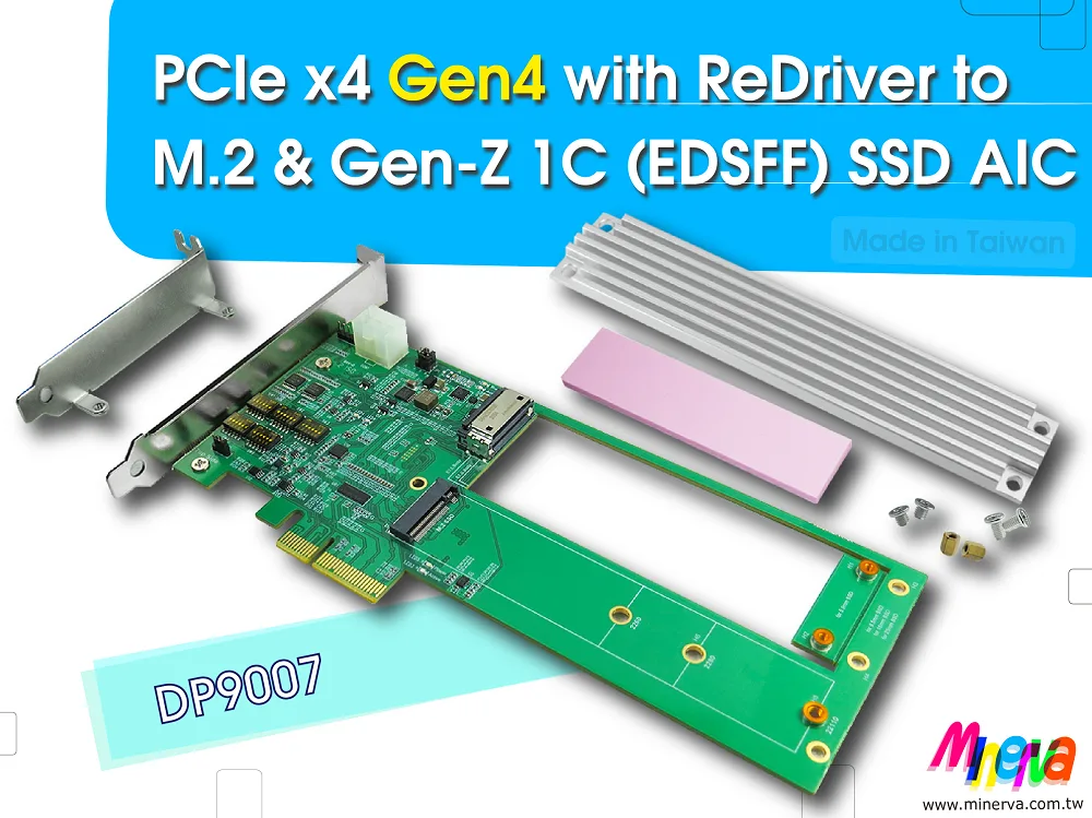 Innocard Innocard PCIe x4 Gen 4 ReDriver M.2 NVMe EDSFF 1C gender changer — product photo
