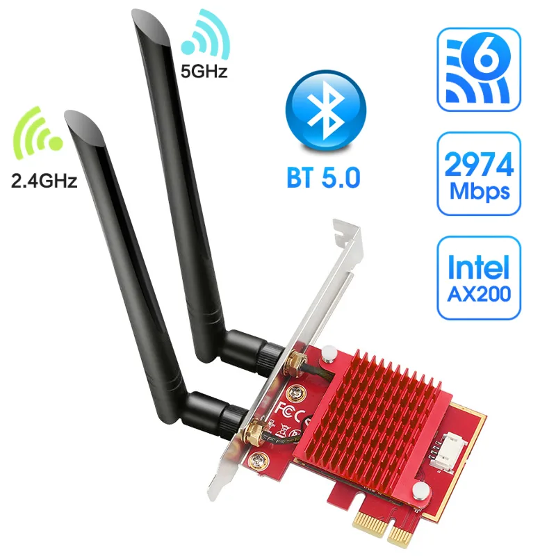 IHDAPP IHDAPP AX200 Wi-Fi 6 PCIe Adapter Red 3000Mbps — product photo