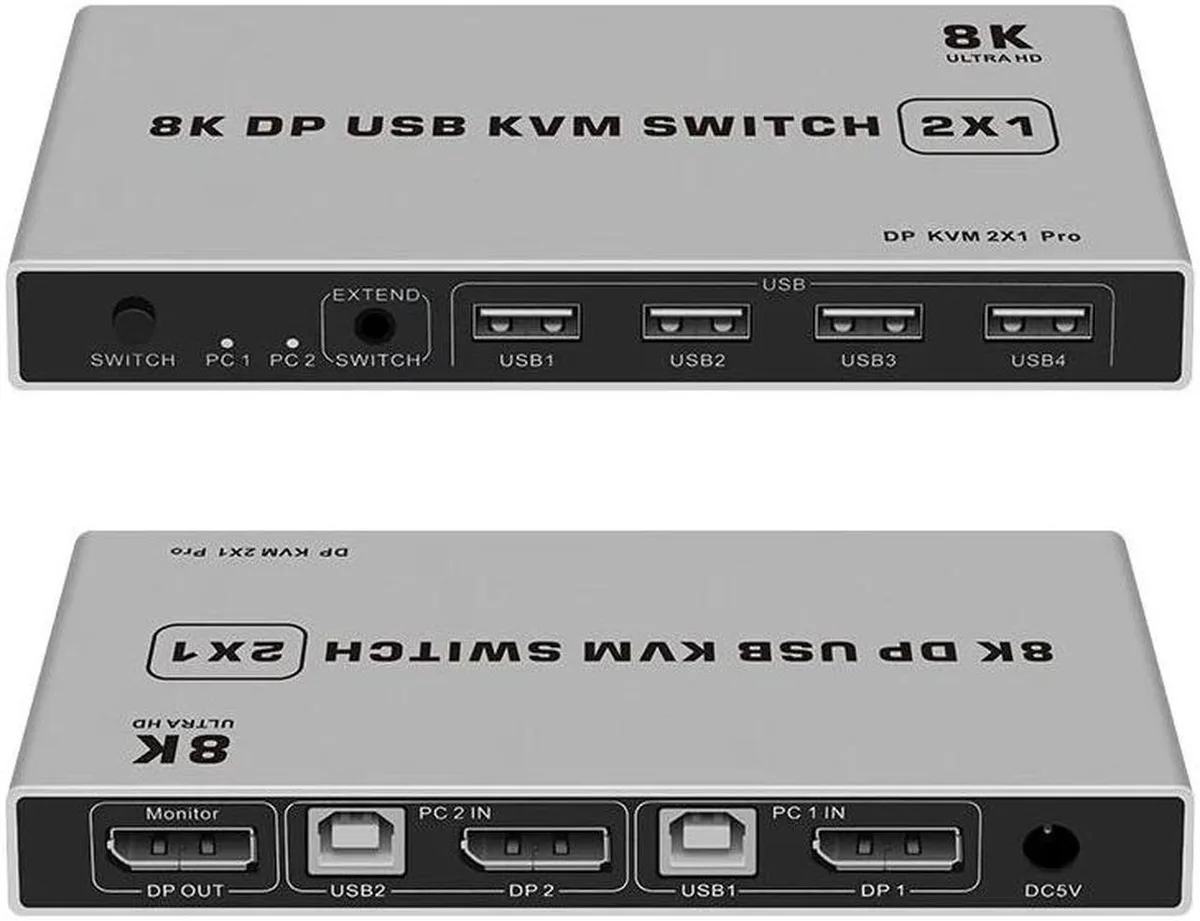 Vszerda Vszerda 8K Dual-port DP USB KVM Switch 4K@144Hz DP 1.4 — product photo