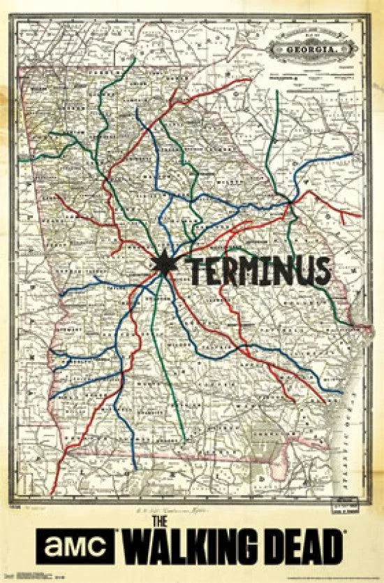 Walking Dead Terminus Map poster print on heavy paper 24 by 36 inches