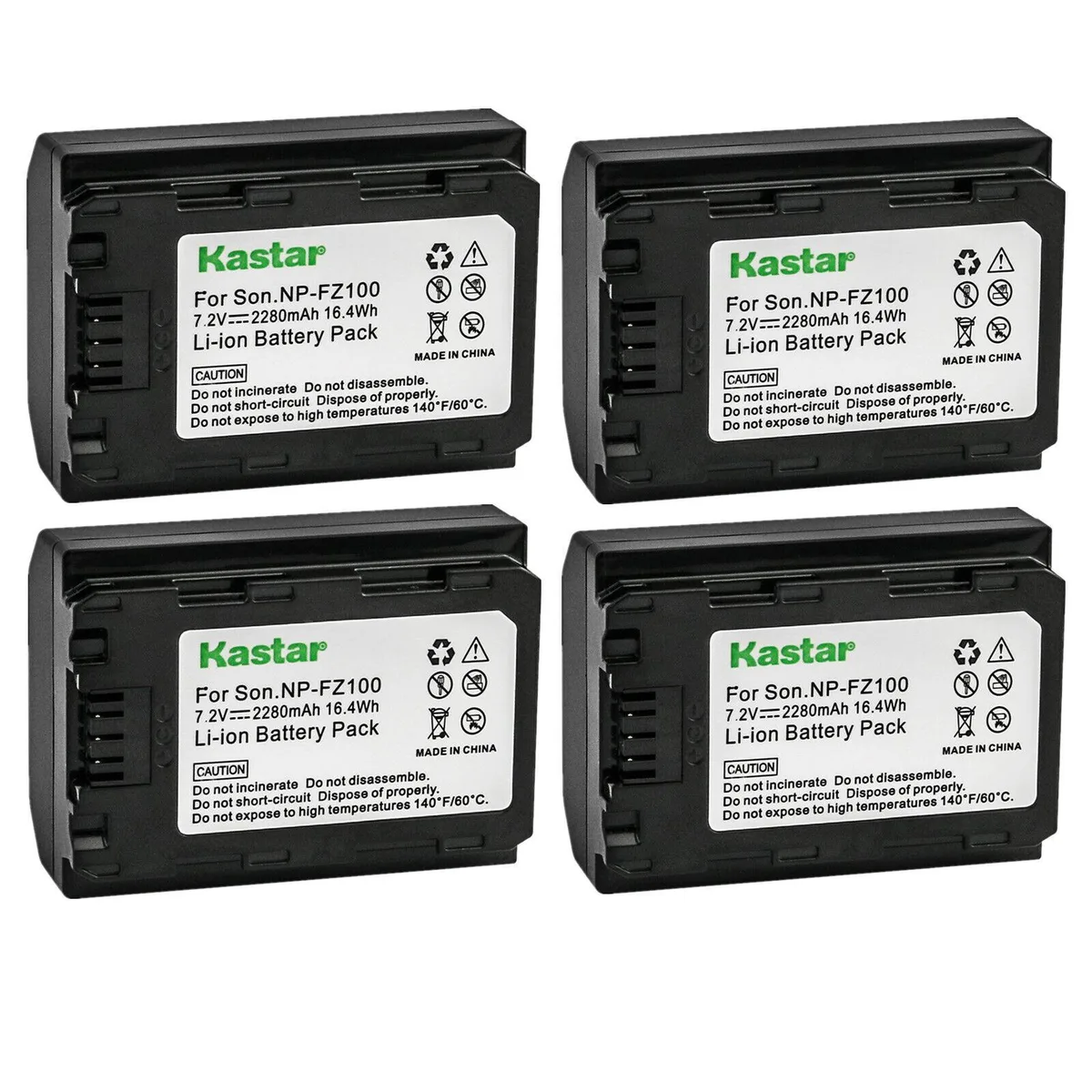 Kastar Kastar NP-FZ100 4-Pack Rechargeable Li-Ion Battery for Sony ZV-E1 A6700 6700 Hybrid Camera — product photo