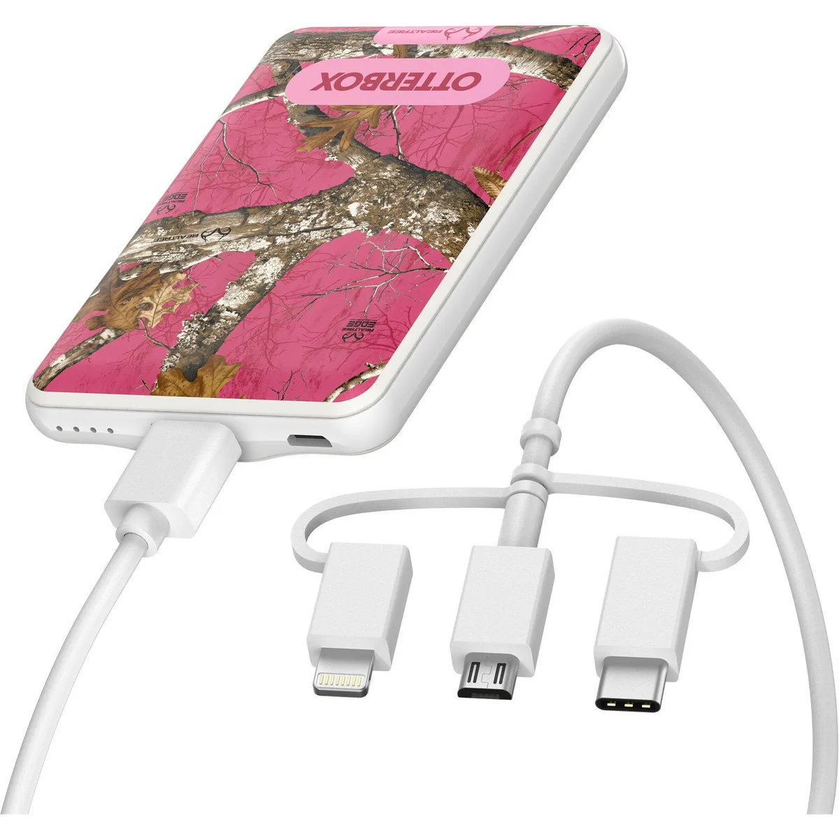 OtterBox OtterBox Portable Charging Kit 5000 mAh 3-in-1 Cable RT Flamingo Pink — product photo