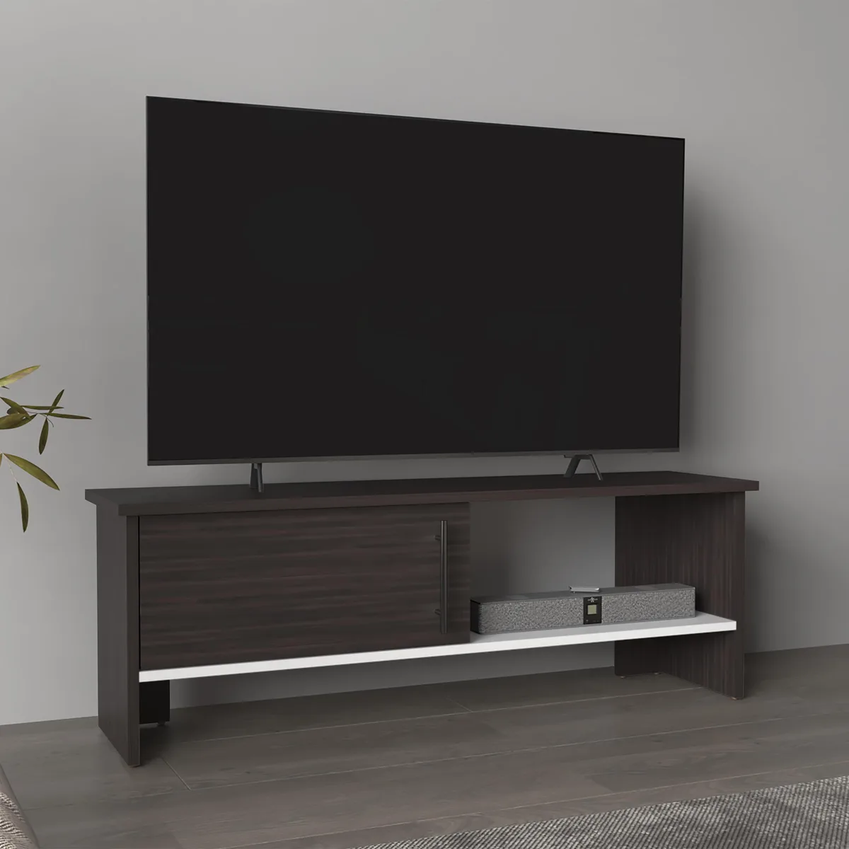 tuphen tuphen TV Stand Dark Oak 1 Door 1 Shelf — product photo