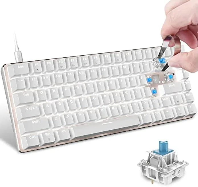 TAURKENAM TAURKENAM 60% Hot-Swappable Gaming Keyboard Blue Switch White 82 Keys — product photo